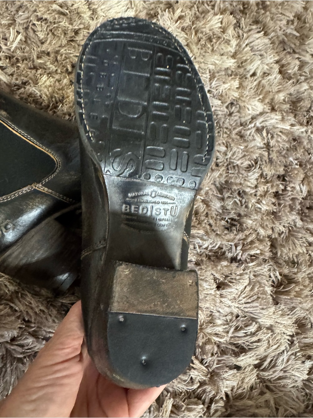Bed Stu Black Leather Chelsea Ankle Boots with Tan Accents - Picture 5 of 6
